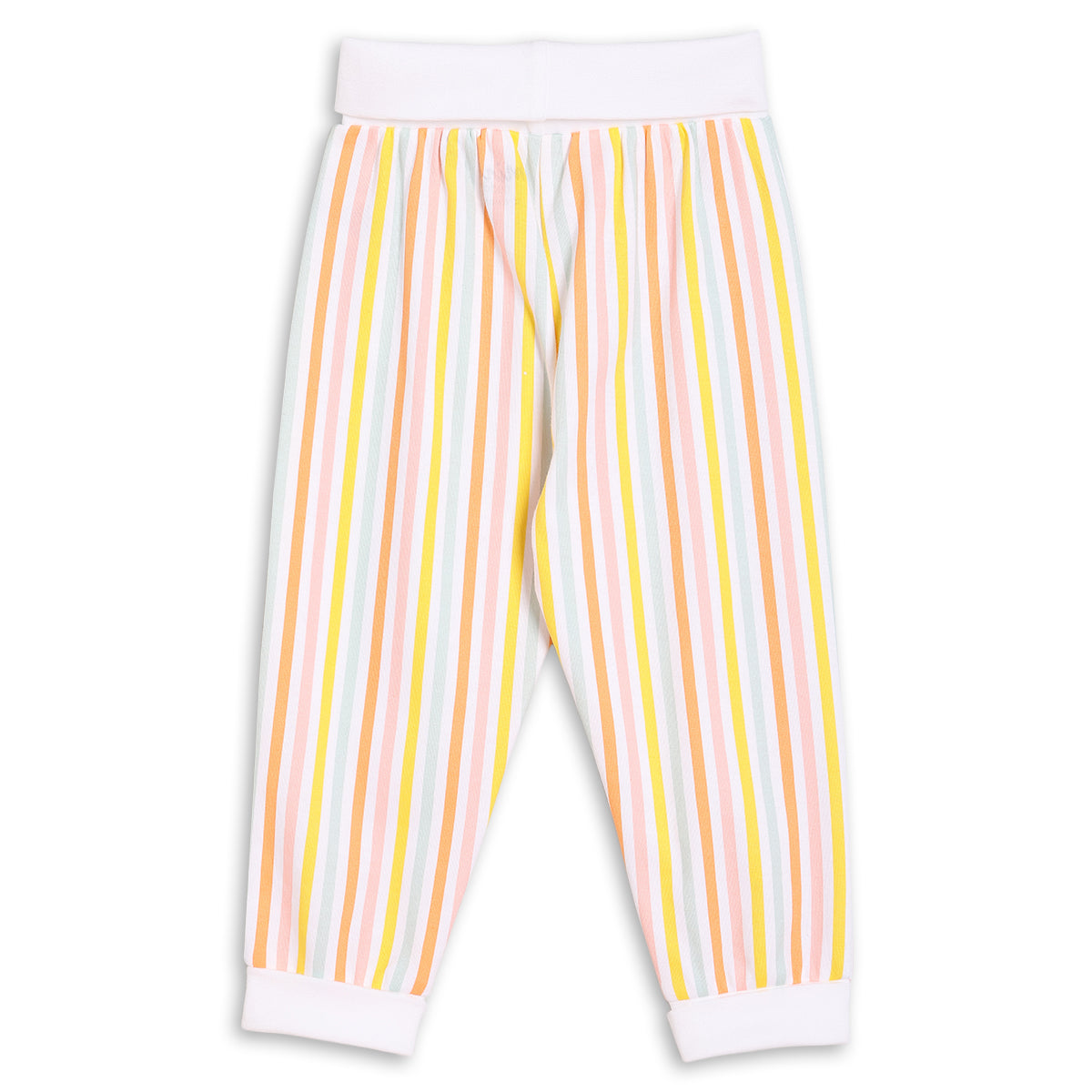 Baby Girls 3pk Fruits Print, Solid And Striped Leggings, Multicolour