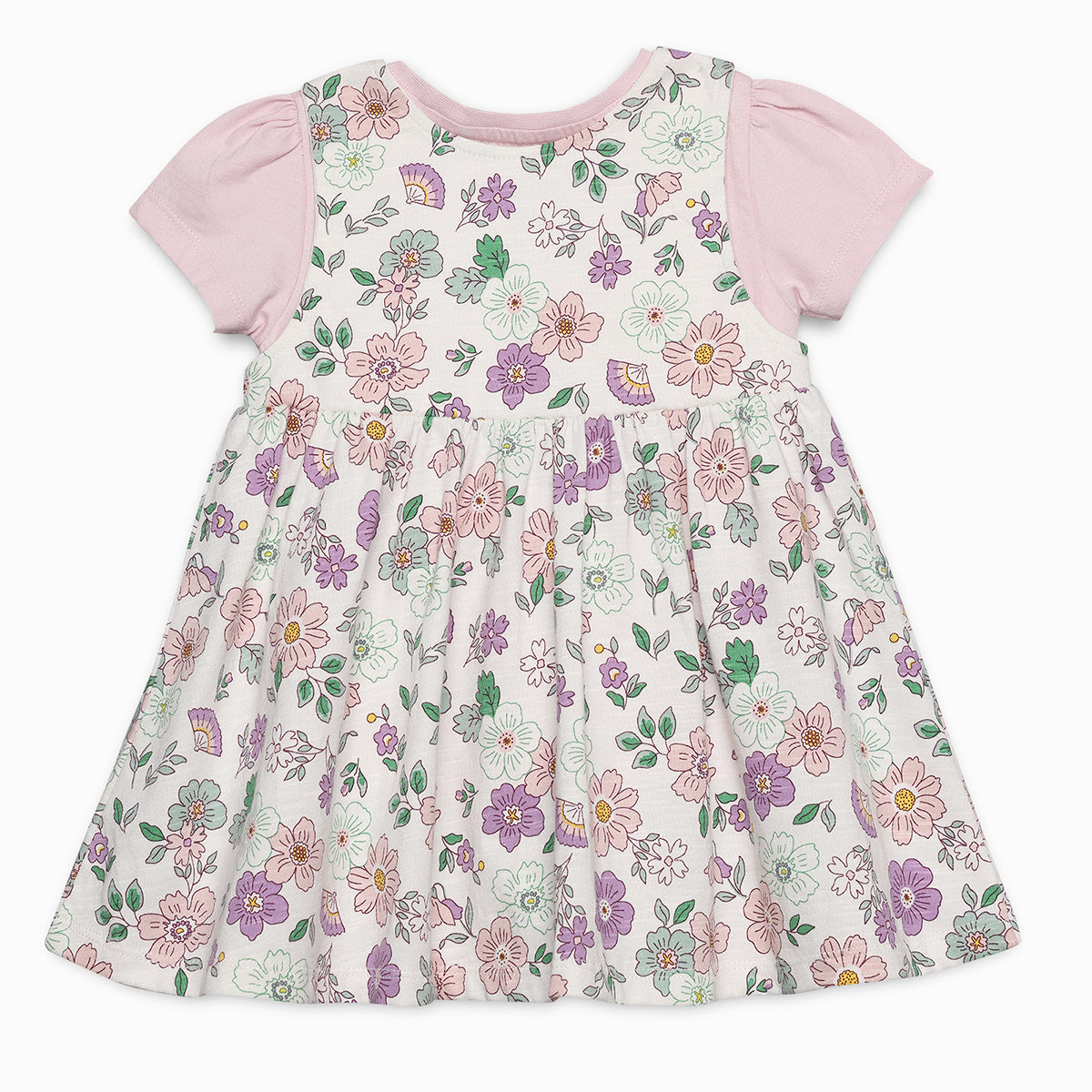 Baby Girls All-Over Floral Print Pinny Set, Multicolour