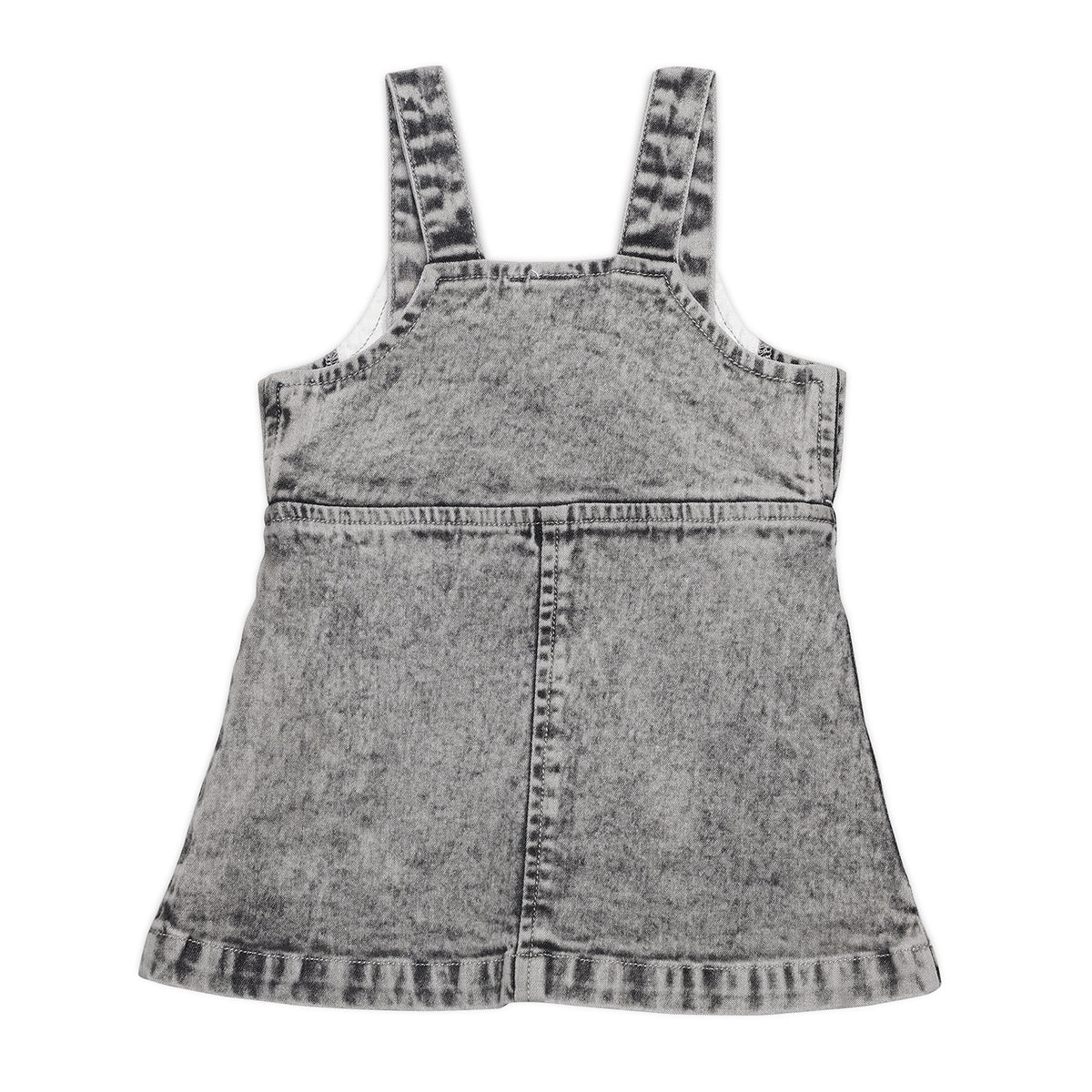 Baby Girls Daisy Embroidered Denim Pinny Set, Grey