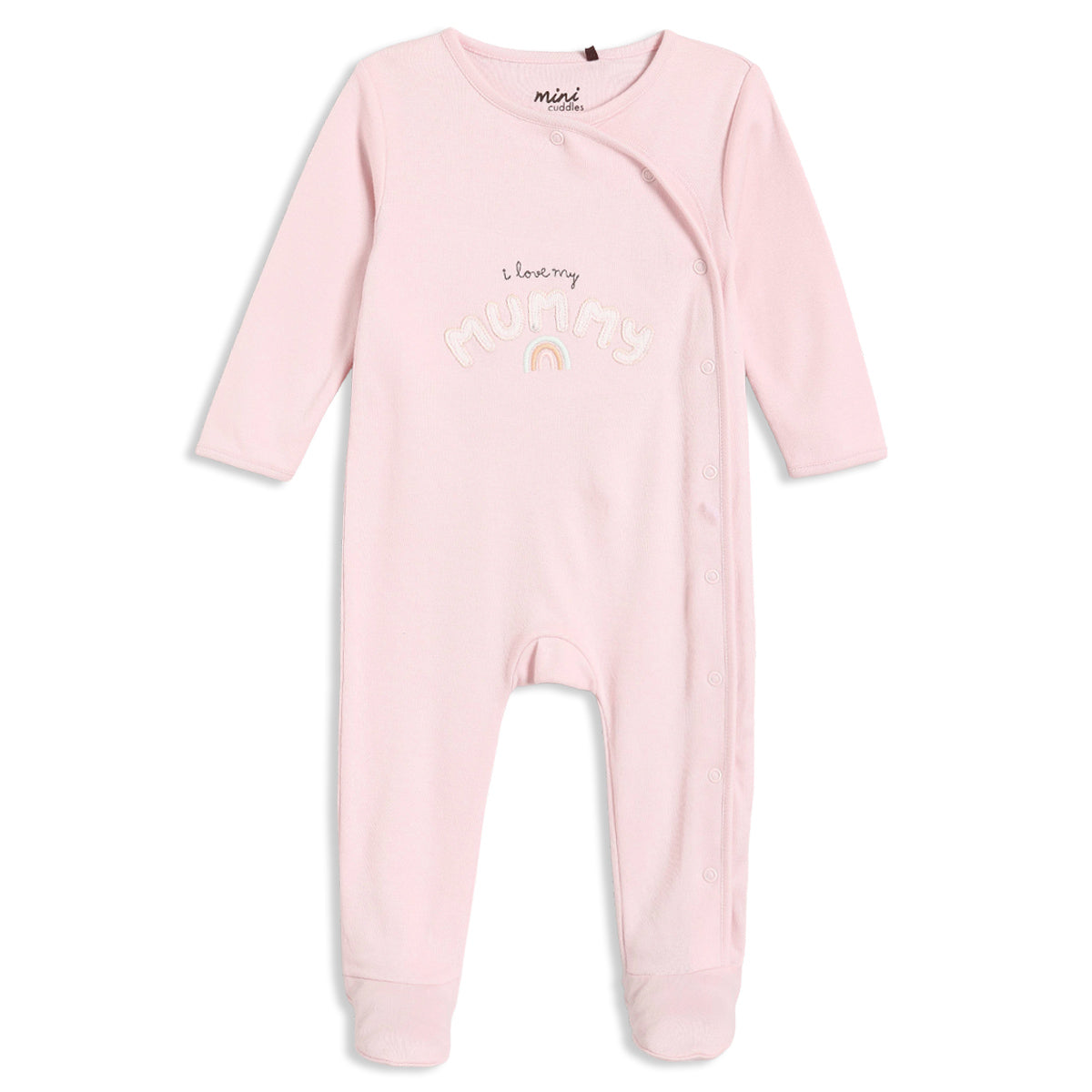 Baby Girls Typographic Sleepsuit, Pink