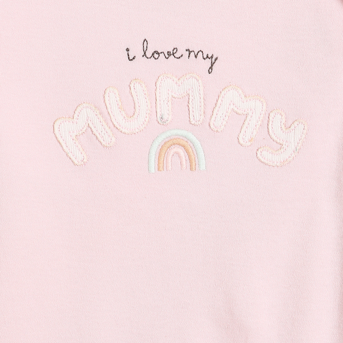 Baby Girls Typographic Sleepsuit, Pink