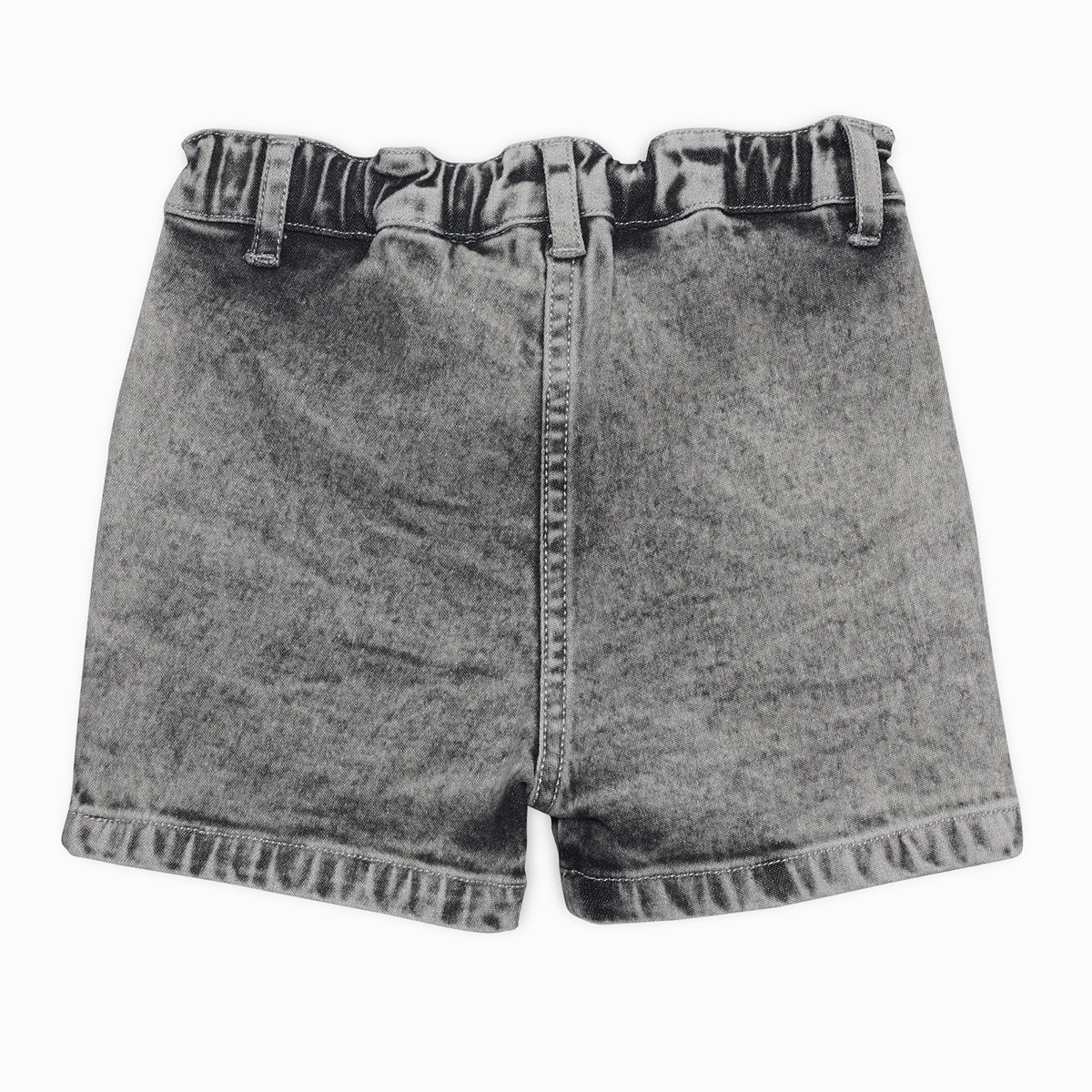 Baby Girls Daisy Embroidered Denim Shorts, Grey