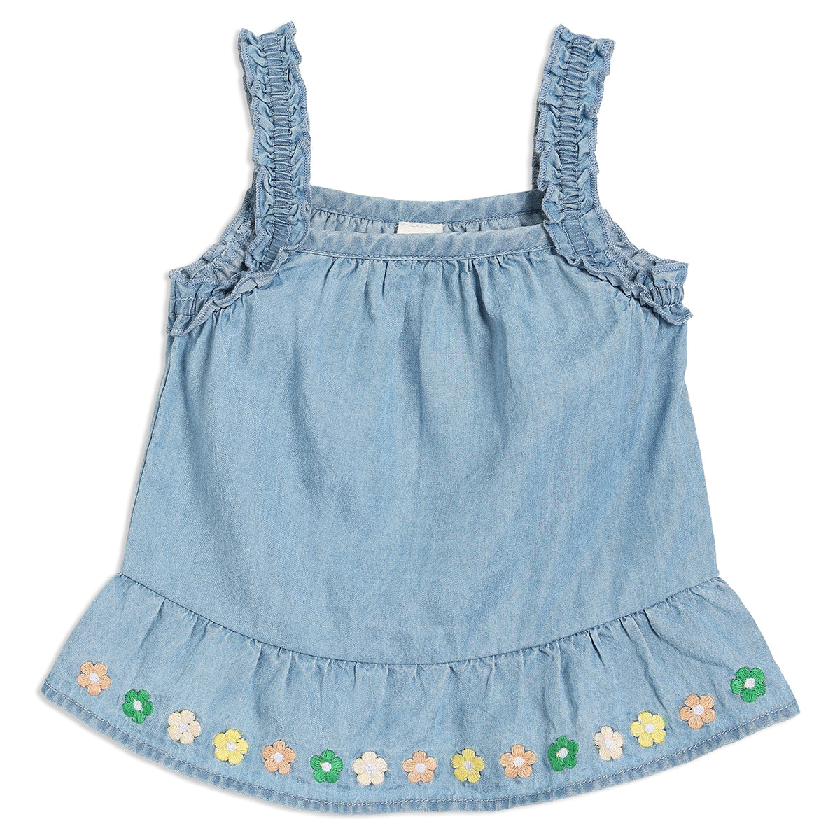Baby Girls Floral Embroidered 2pc Set, Blue