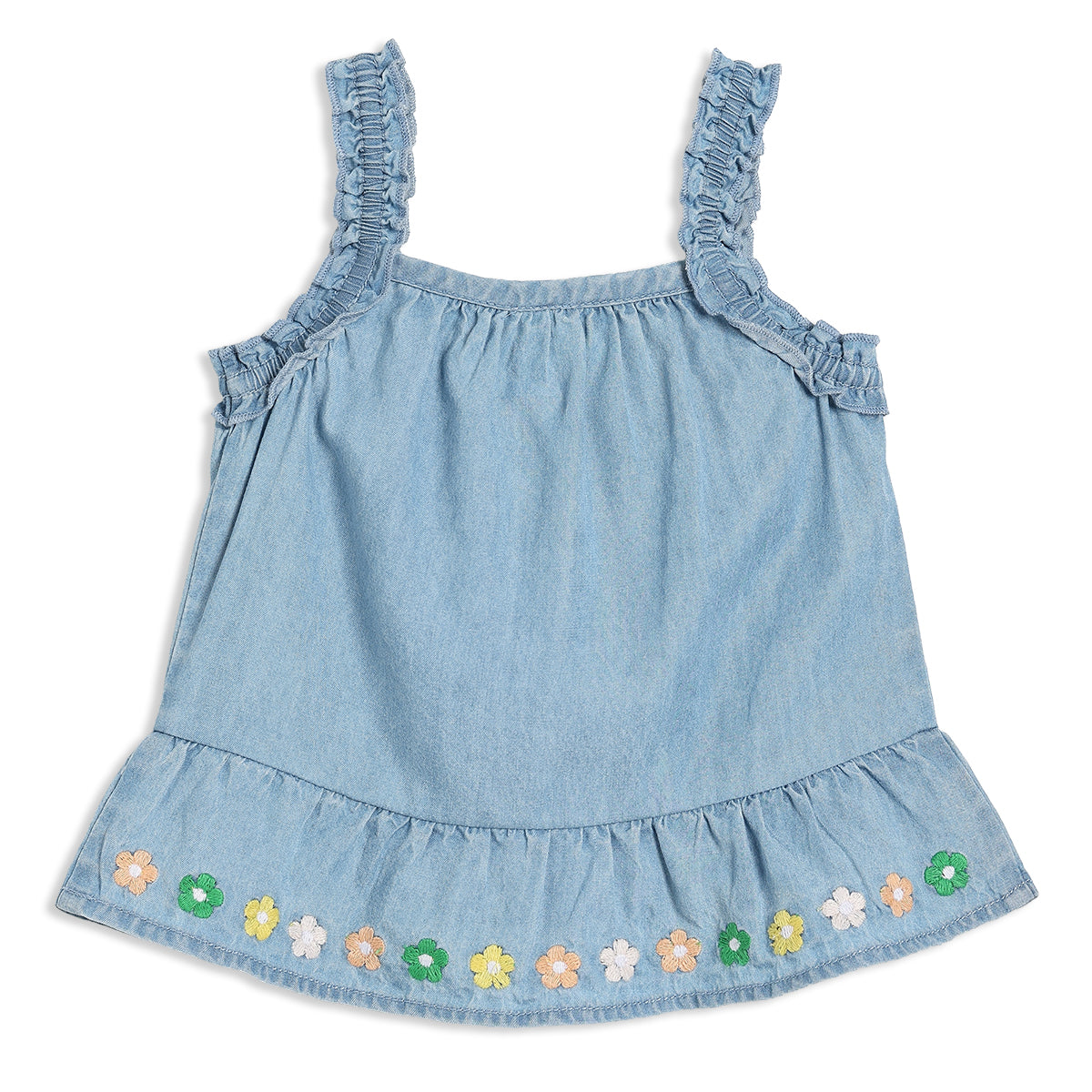 Baby Girls Floral Embroidered 2pc Set, Blue
