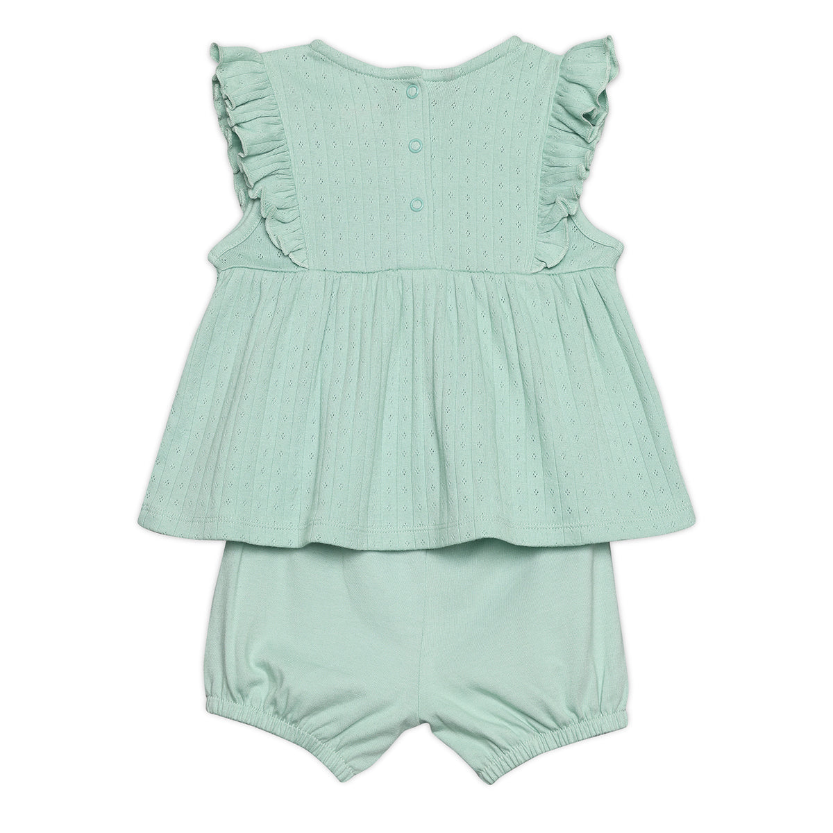 Baby Girls Floral Embroidered 2pc Set, Green