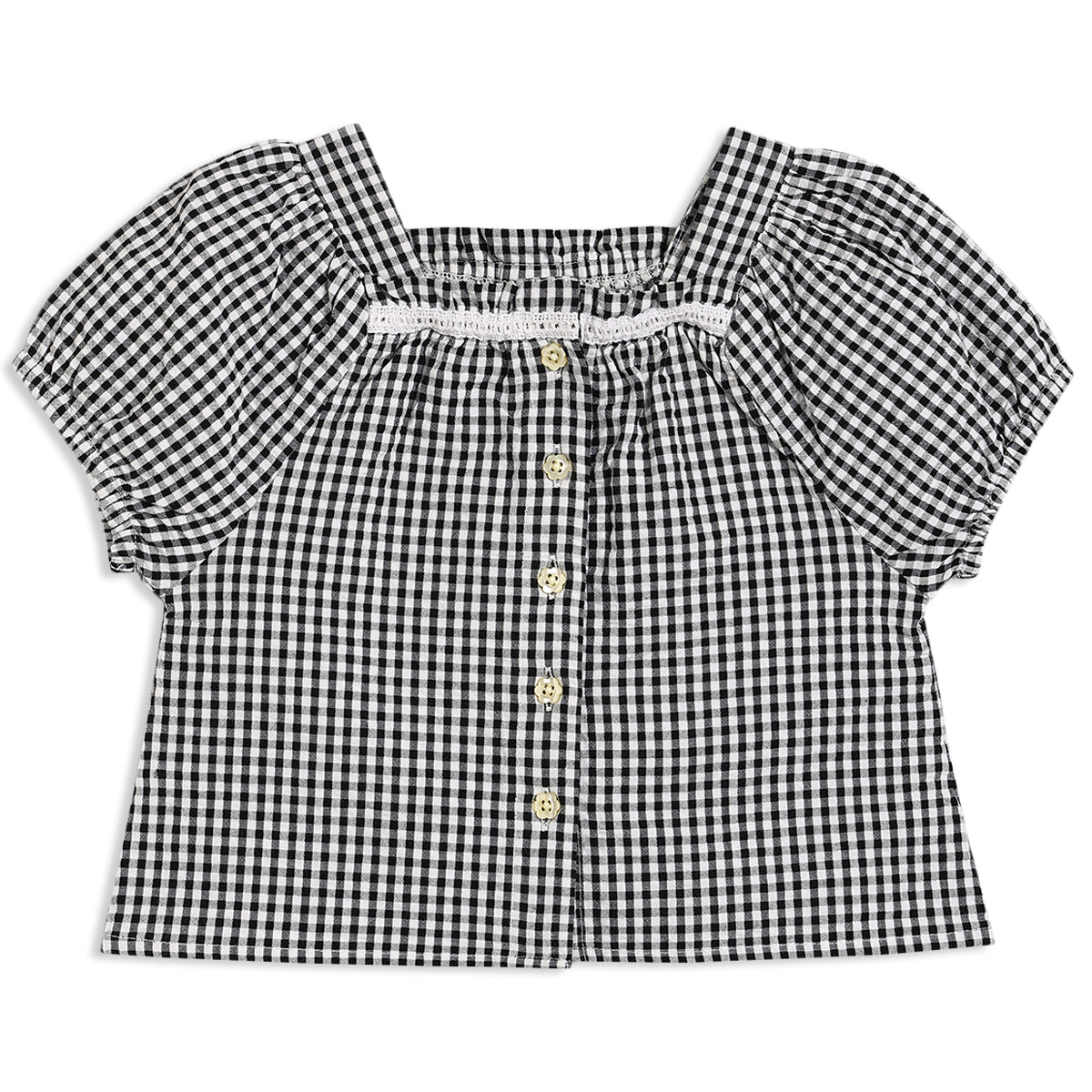 Baby Girls Gingham 2pc Set, Black & White