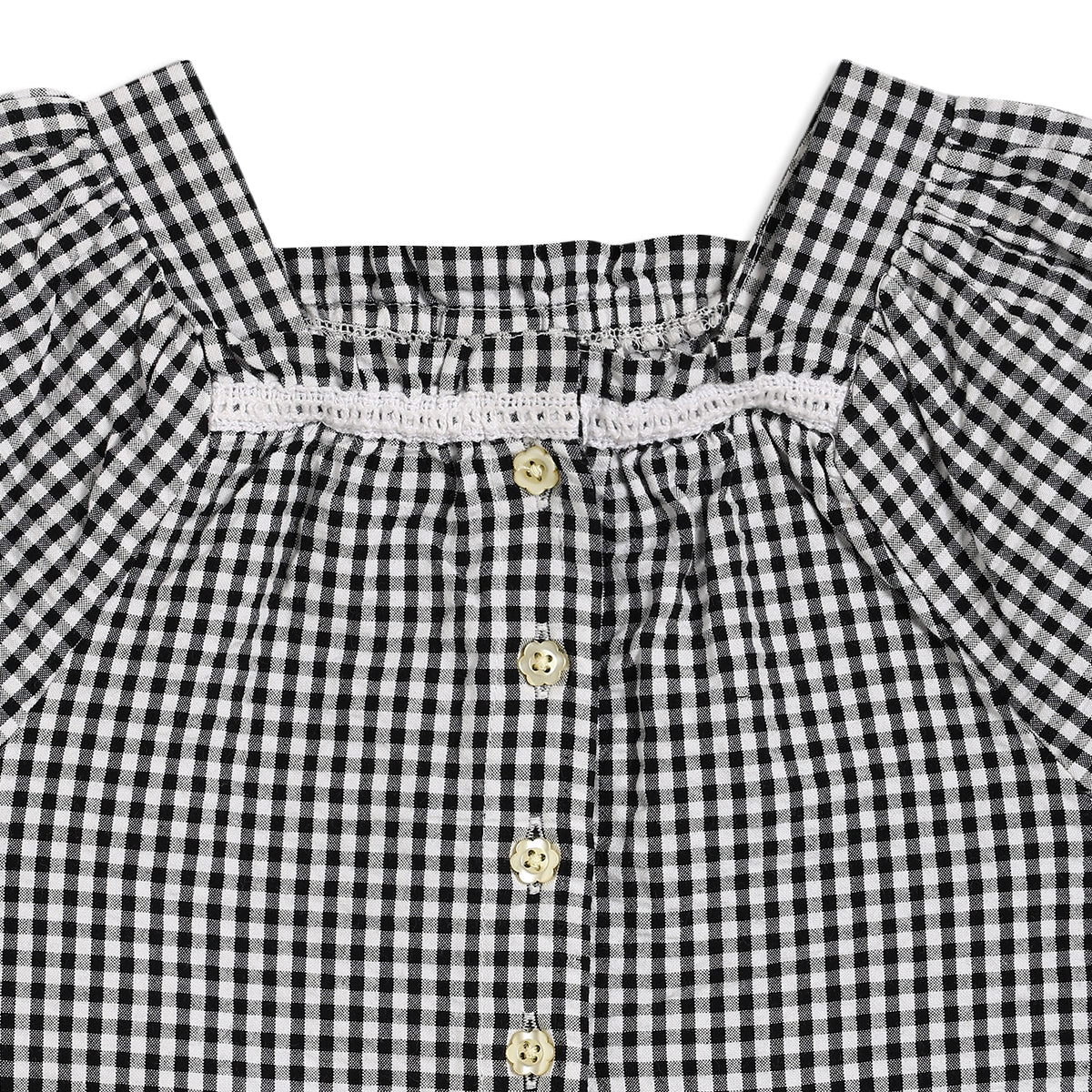 Baby Girls Gingham 2pc Set, Black & White
