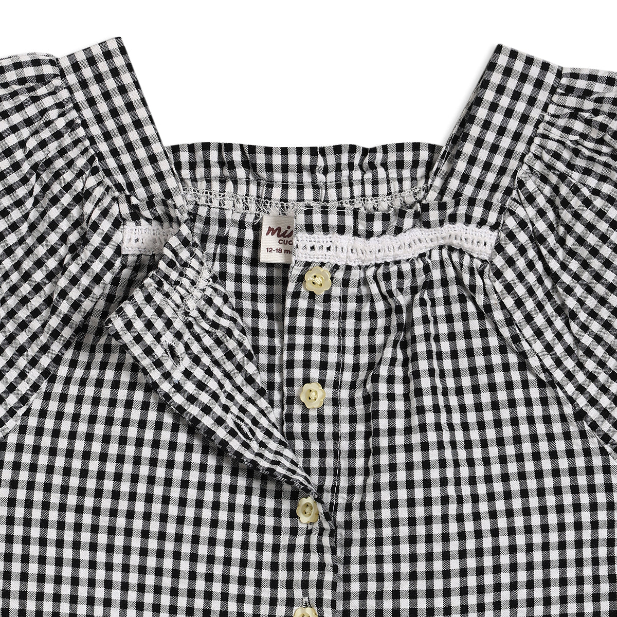 Baby Girls Gingham 2pc Set, Black & White