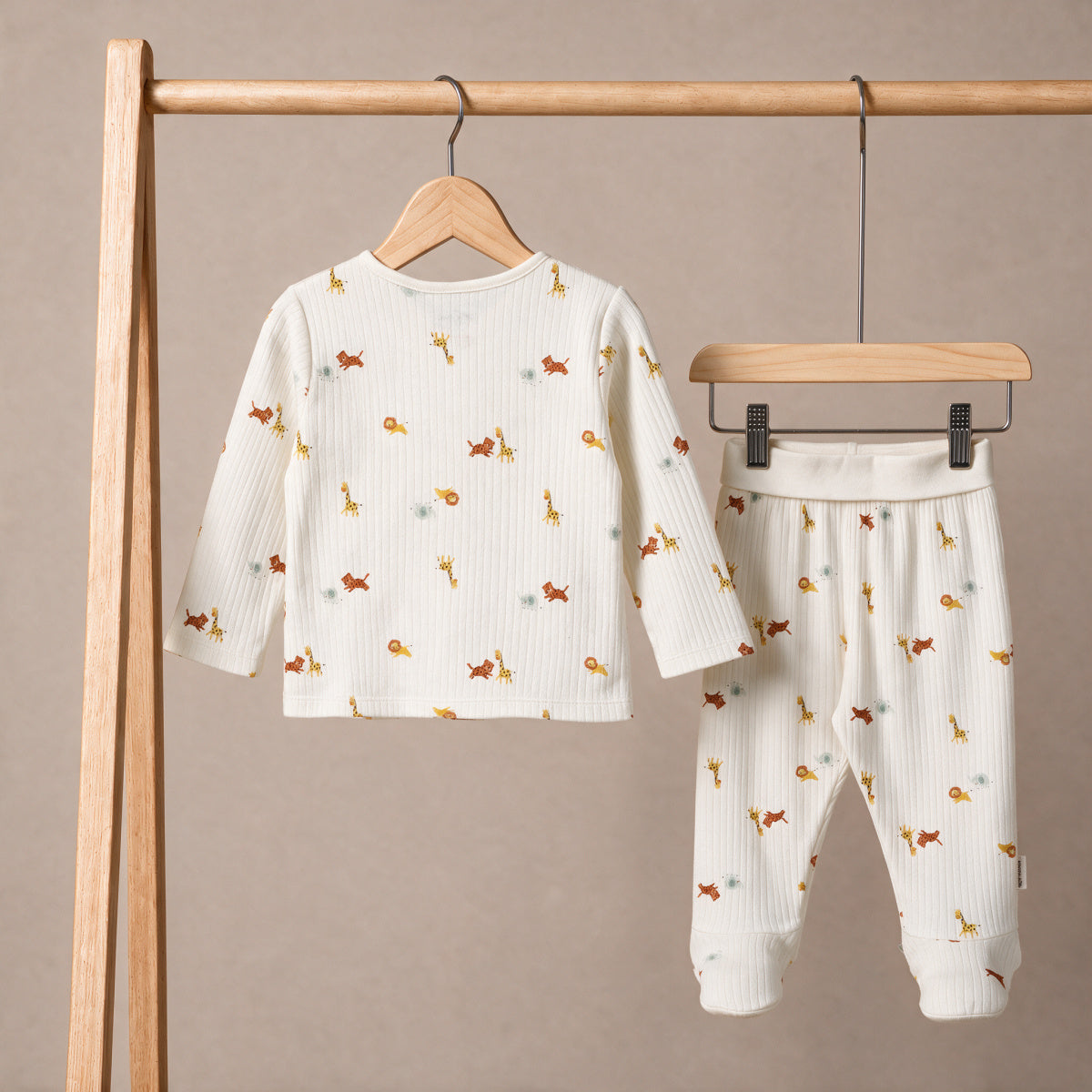 Animal-Print Top & Bottoms (White & Mustard)