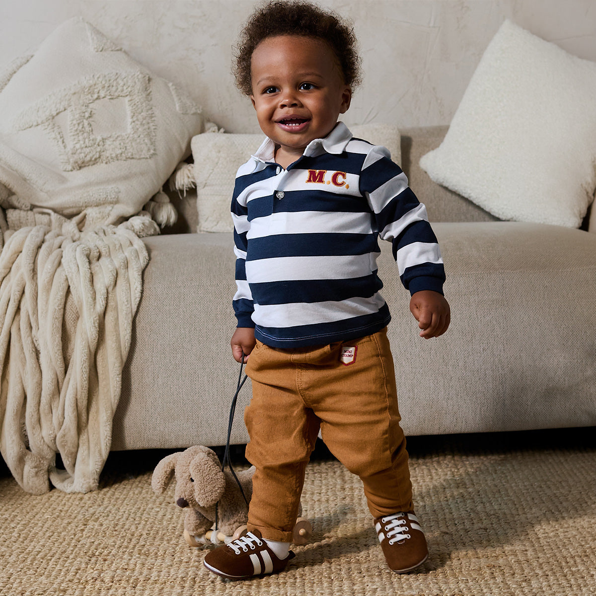 Striped Polo T-shirt (Navy)