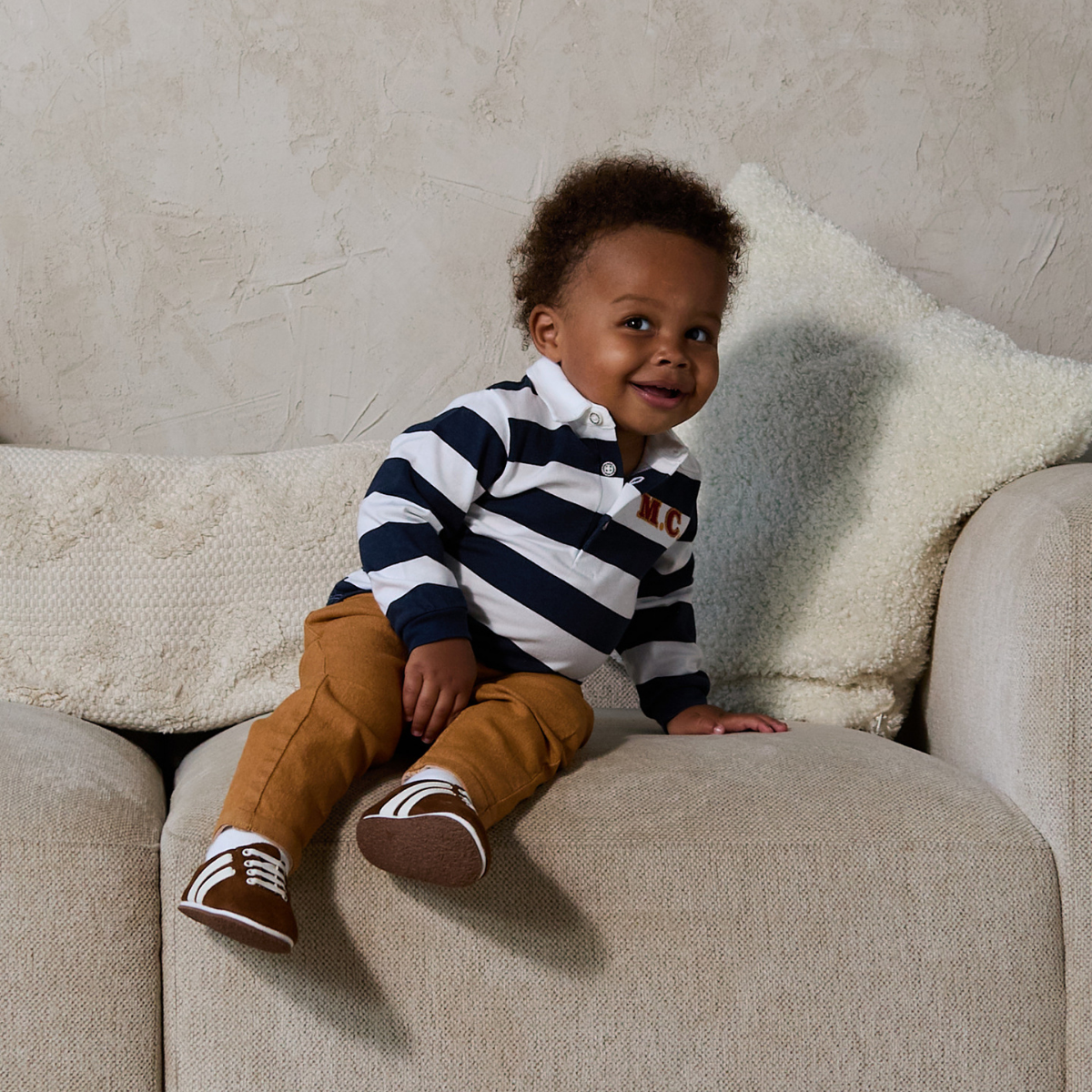 Baby Boys solid Denim Pant, Brown