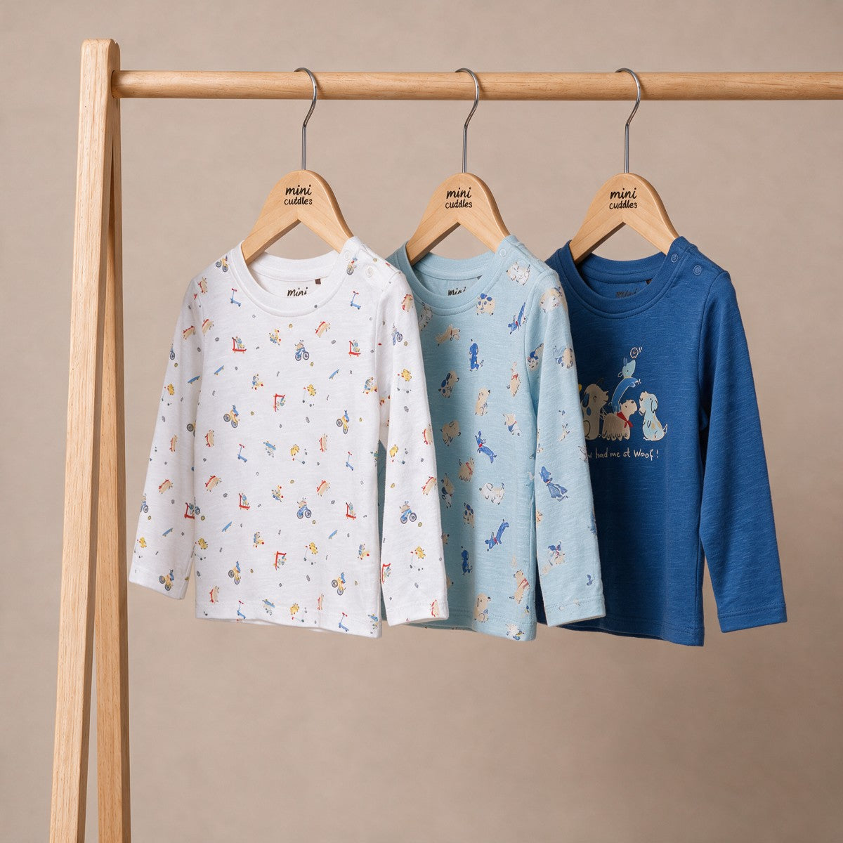 Baby Boys Dog-Themed Printed 3pk T-Shirts, Multicolour