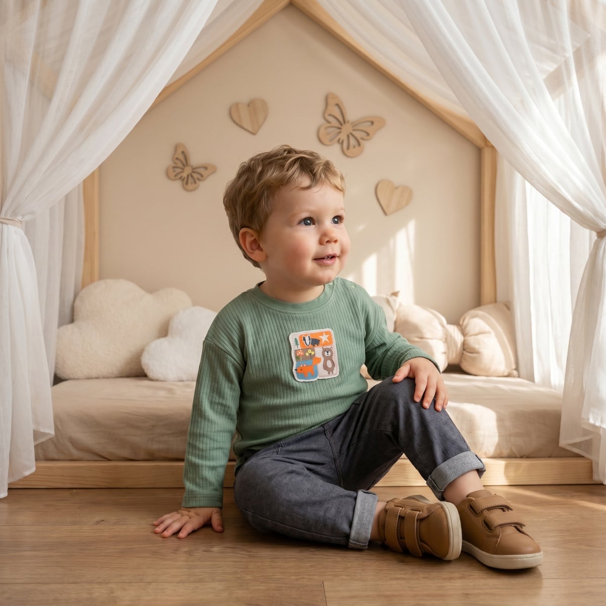 Boys Green Single T-Shirt