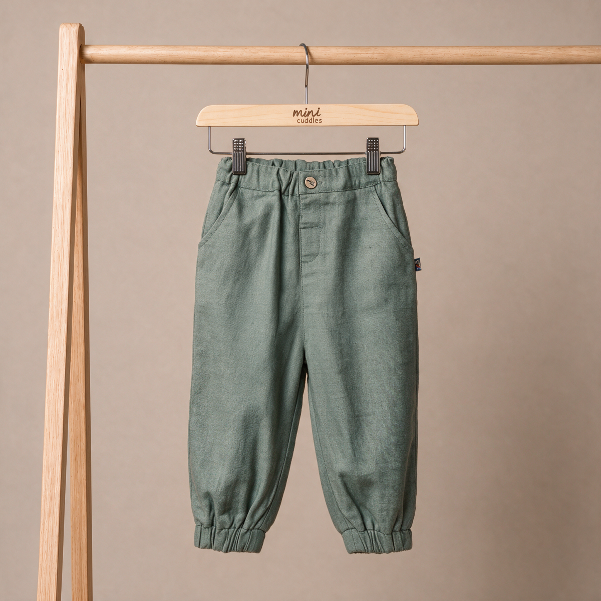 Boys Green Single Woven Pant