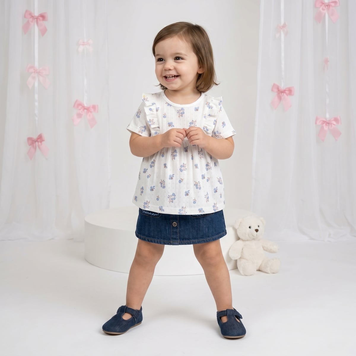 Girls White Single Knit Top