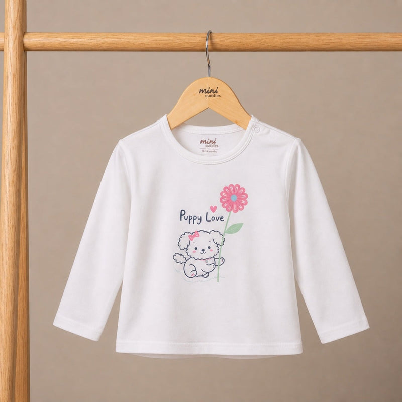 Girls White Single Knit Top