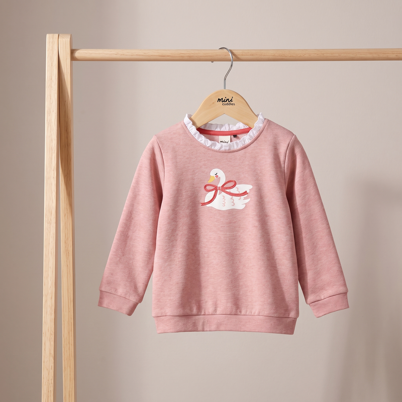 Girls Pink Marl Single Sweat Shirt