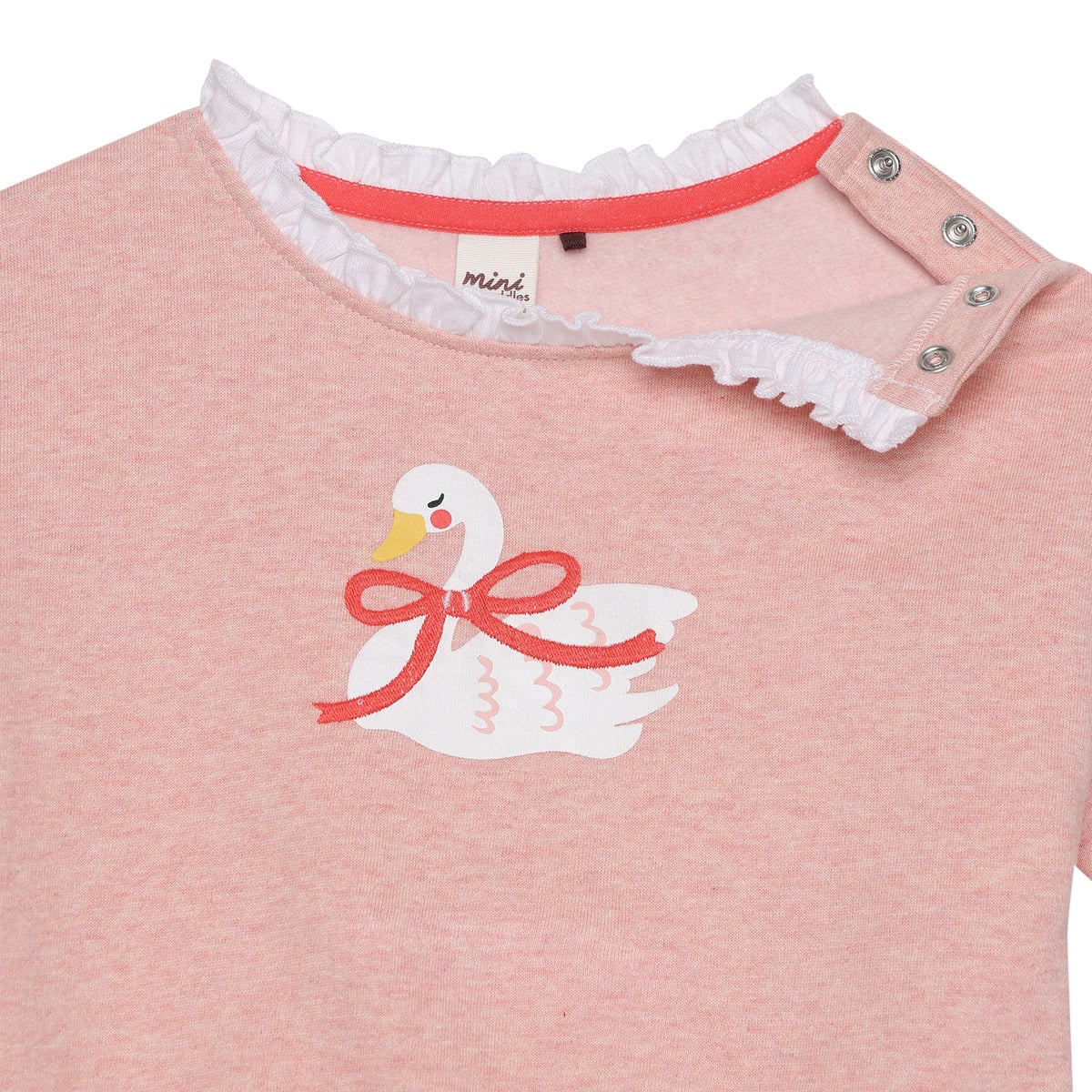 Girls Pink Marl Single Sweat Shirt