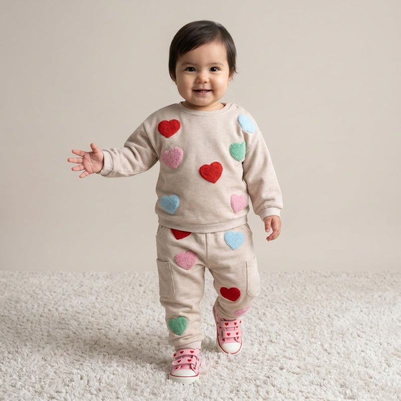 Girls Beige Single Sweat Shirt