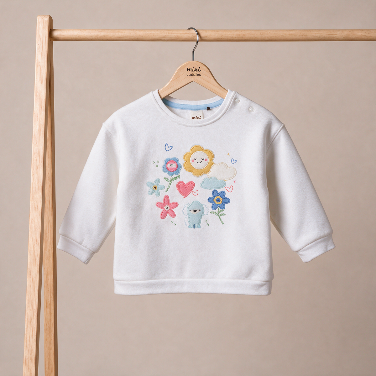 Girls White Single Sweat Shirt
