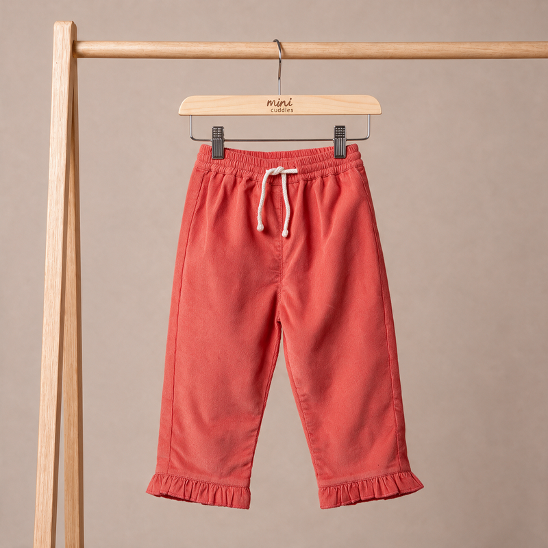 Girls Red Single Woven Pant