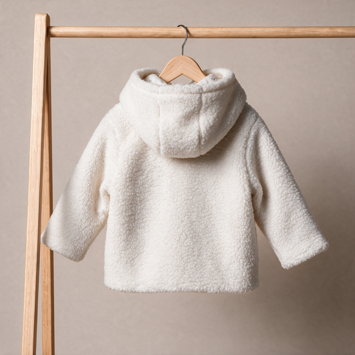Baby Unisex Solid hooded jacket, Marshmallow
