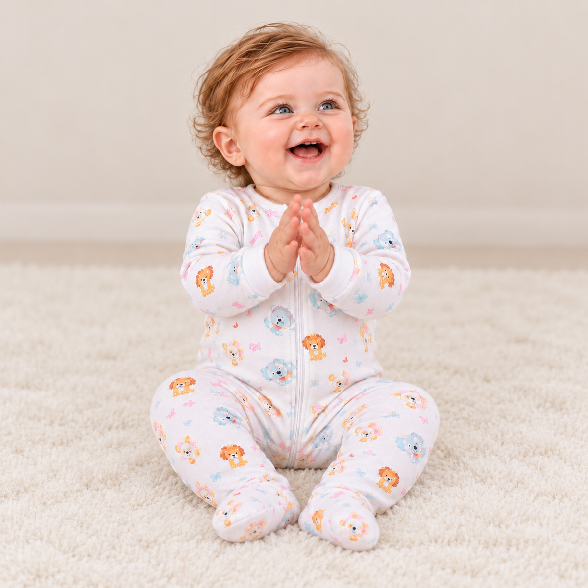 Puppy-Print Sleepsuit (White)