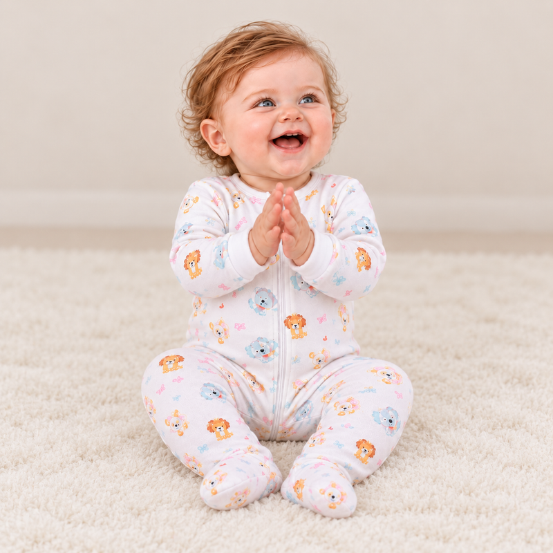 Puppy-Print Sleepsuit (White)