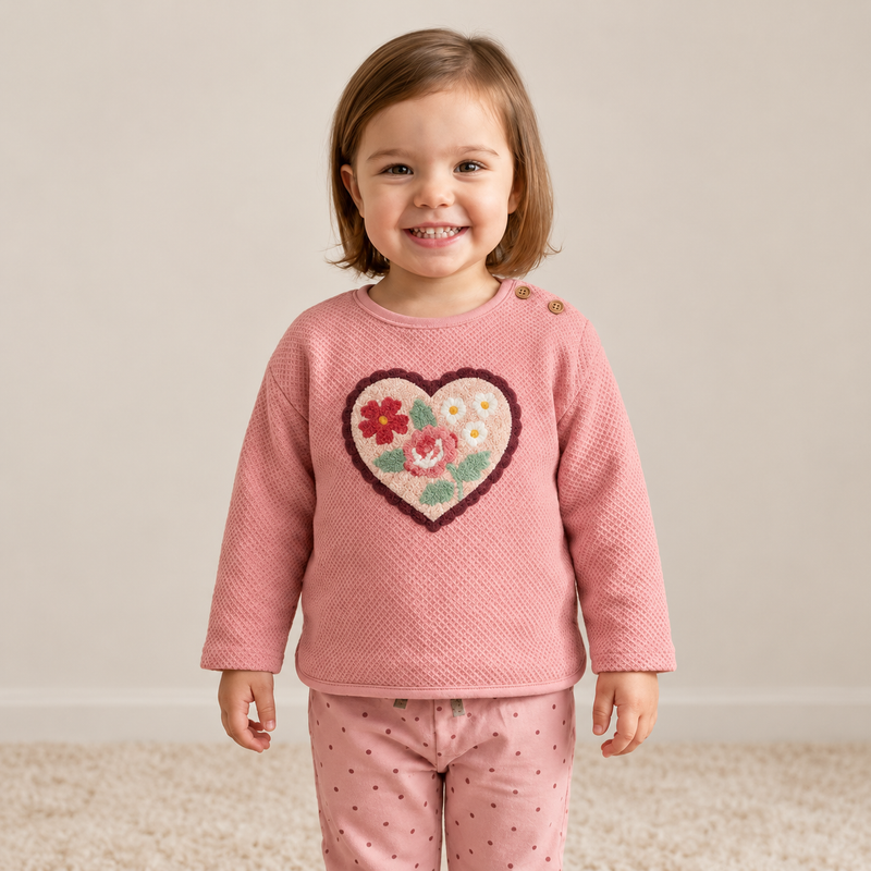 Heart Floral Sweatshirt (Pink)