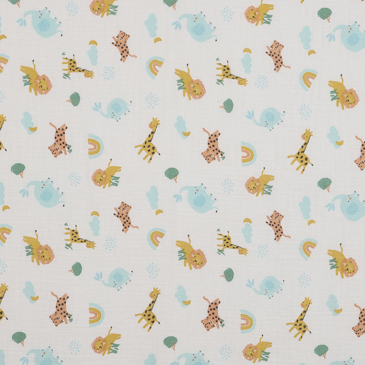 Baby Unisex 2pk Solid & Animal Printed Muslins, Multicolour