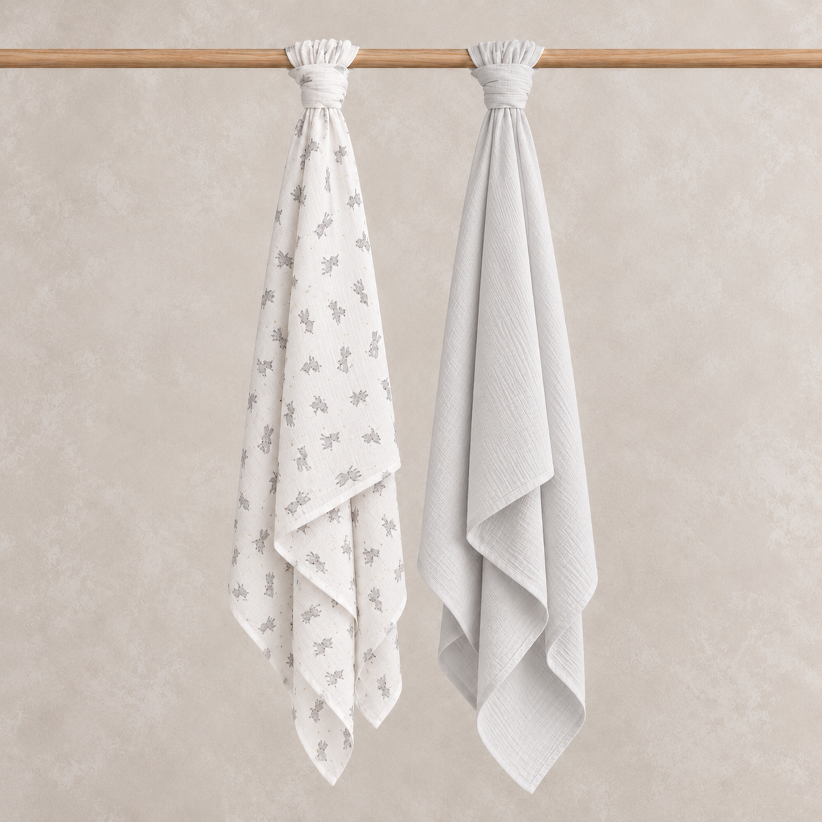 Zebra-Print Muslins (Grey & White), 2 Pack