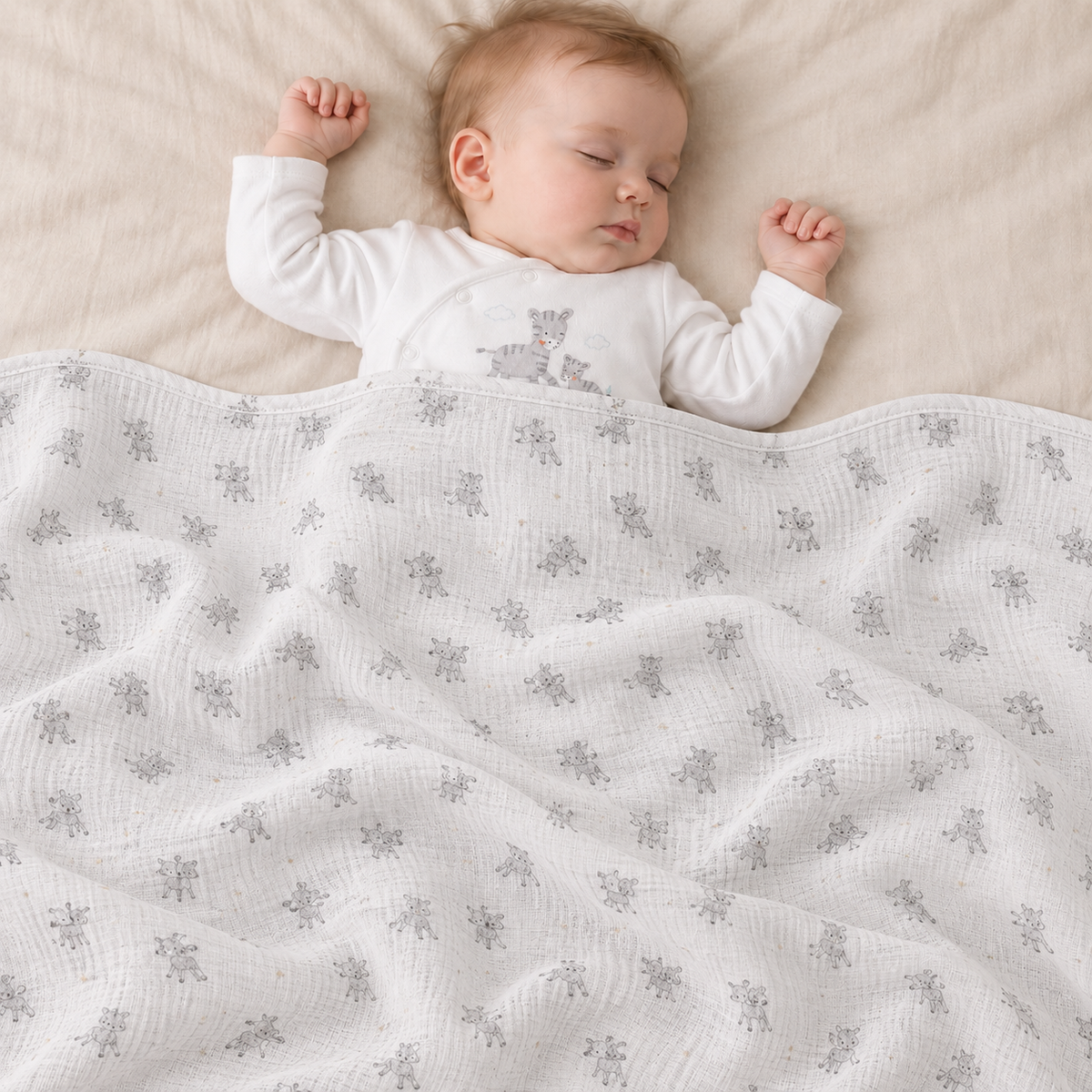 Zebra-Print Muslins (Grey & White), 2 Pack
