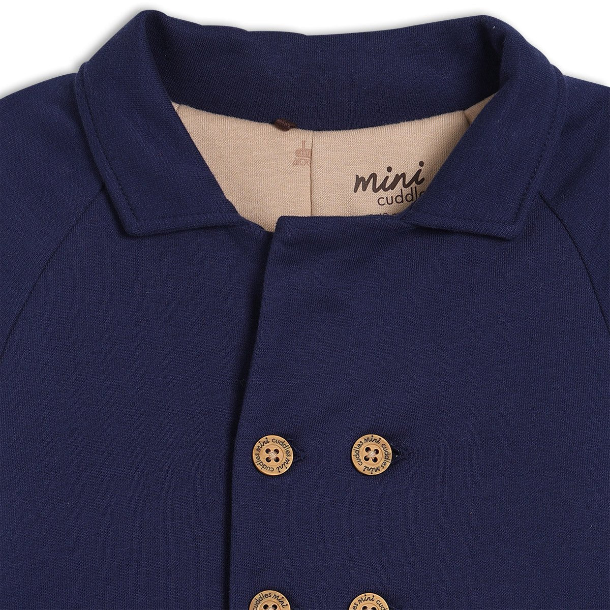 Baby Boys Solid Jacket, Navy Blue - Minicuddles