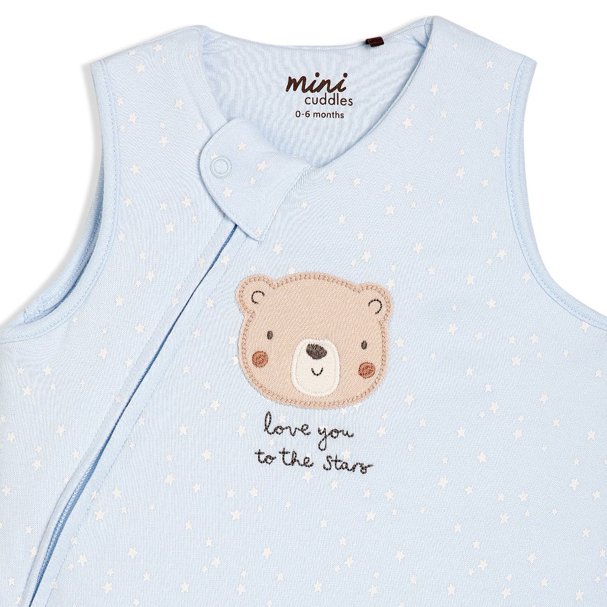 Baby Boys Teddy Bear Embroidered Sleeping Bag, Blue - Minicuddles