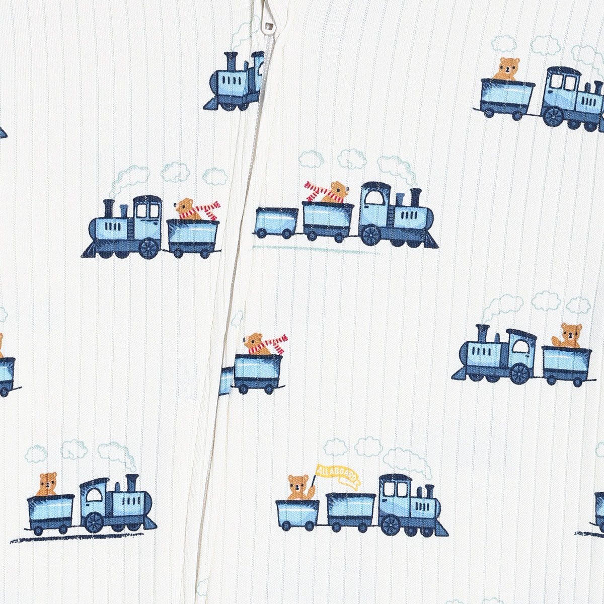 Baby Boys Train Printed Romper, White - Minicuddles