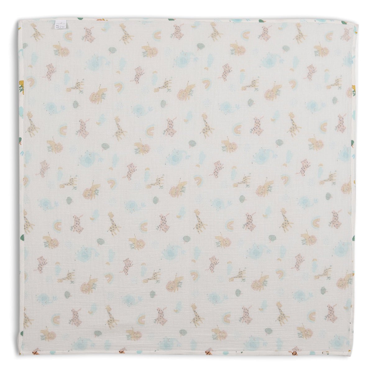 Baby Unisex 2pk Solid & Animal Printed Muslins, Multicolour - Minicuddles