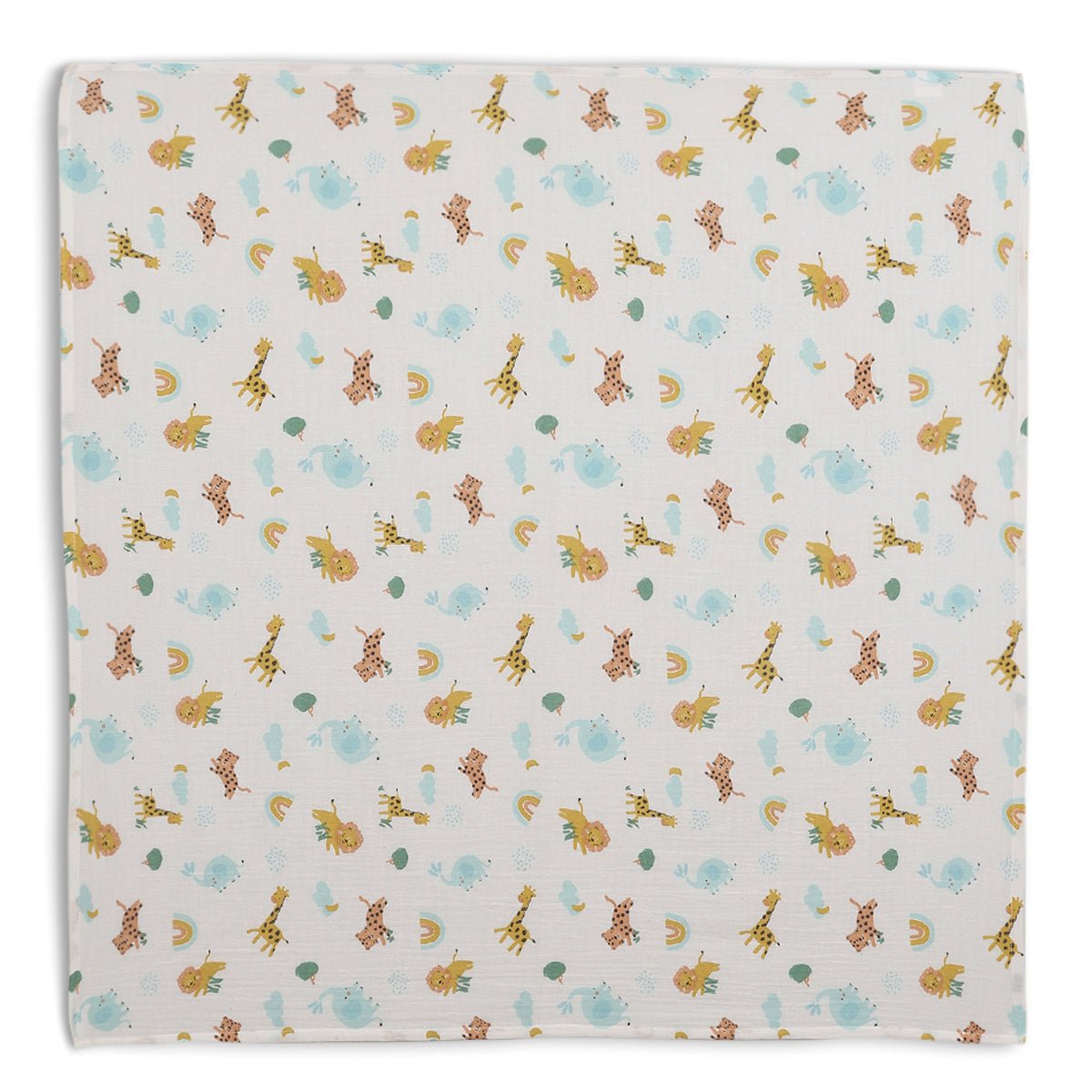 Baby Unisex 2pk Solid & Animal Printed Muslins, Multicolour - Minicuddles
