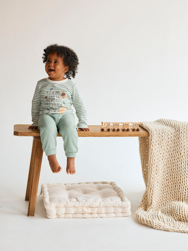 Baby Unisex Printed 2pc Set, Sage - Minicuddles