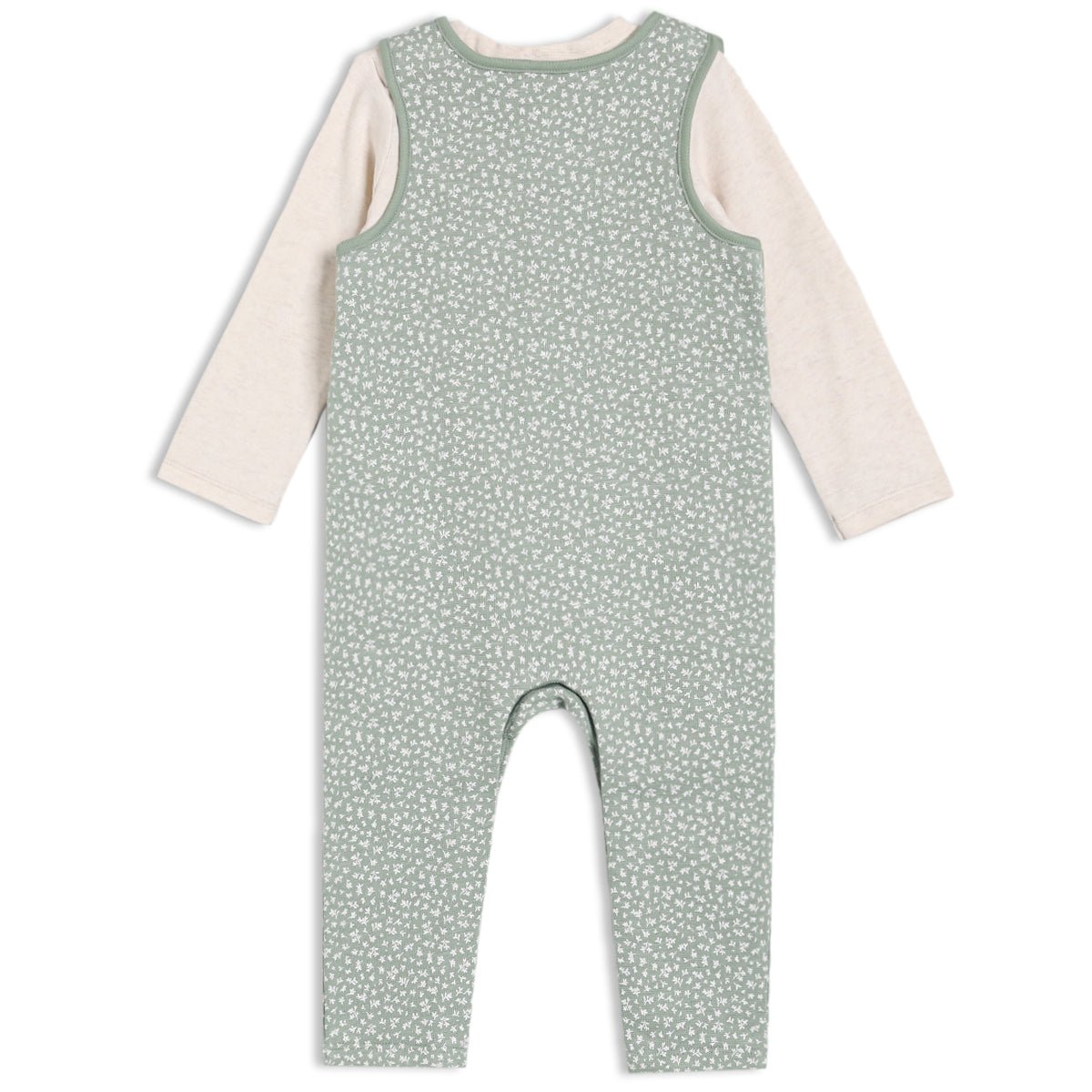 Baby Unisex Sprig Printed Dungaree 2pc Set, Multicolour - Minicuddles
