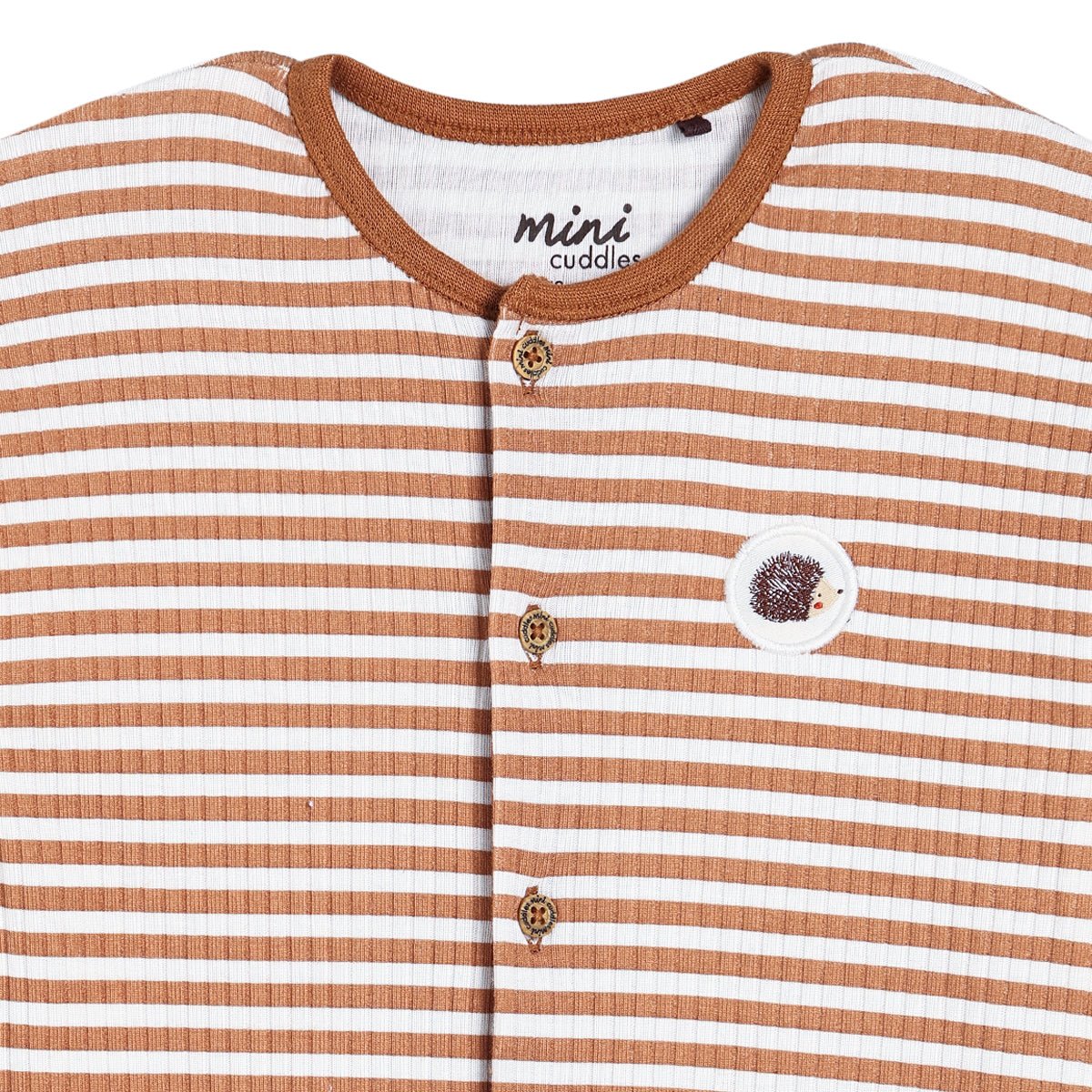 Baby Unisex Striped Romper, Brown - Minicuddles