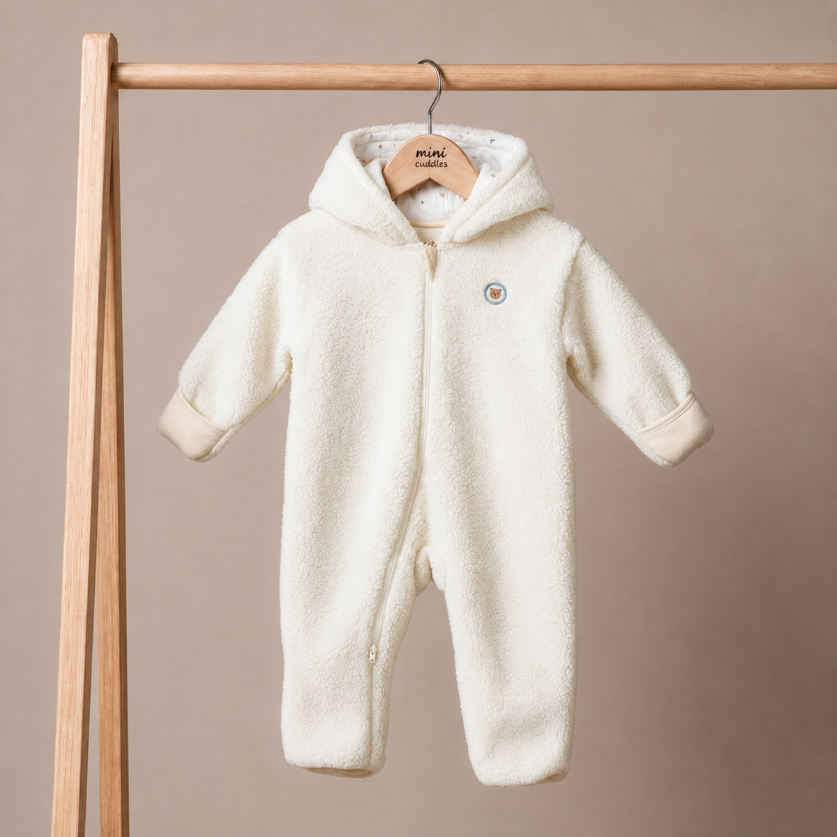 Baby Boys Hooded Romper, Off White
