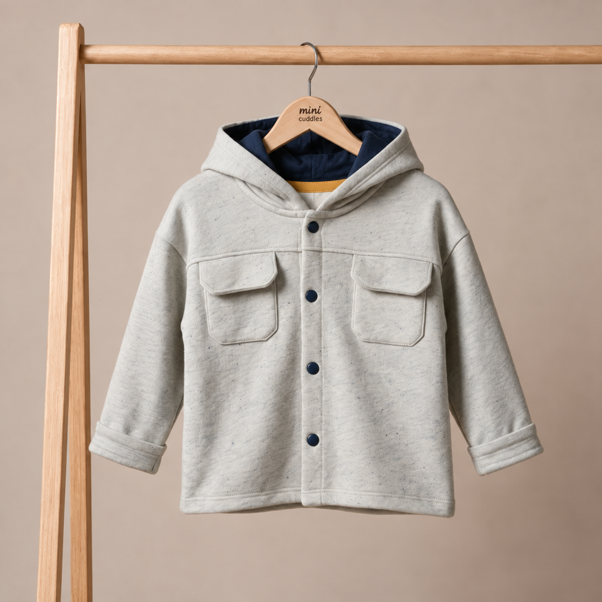 Baby Boys Solid Shacket, Gray