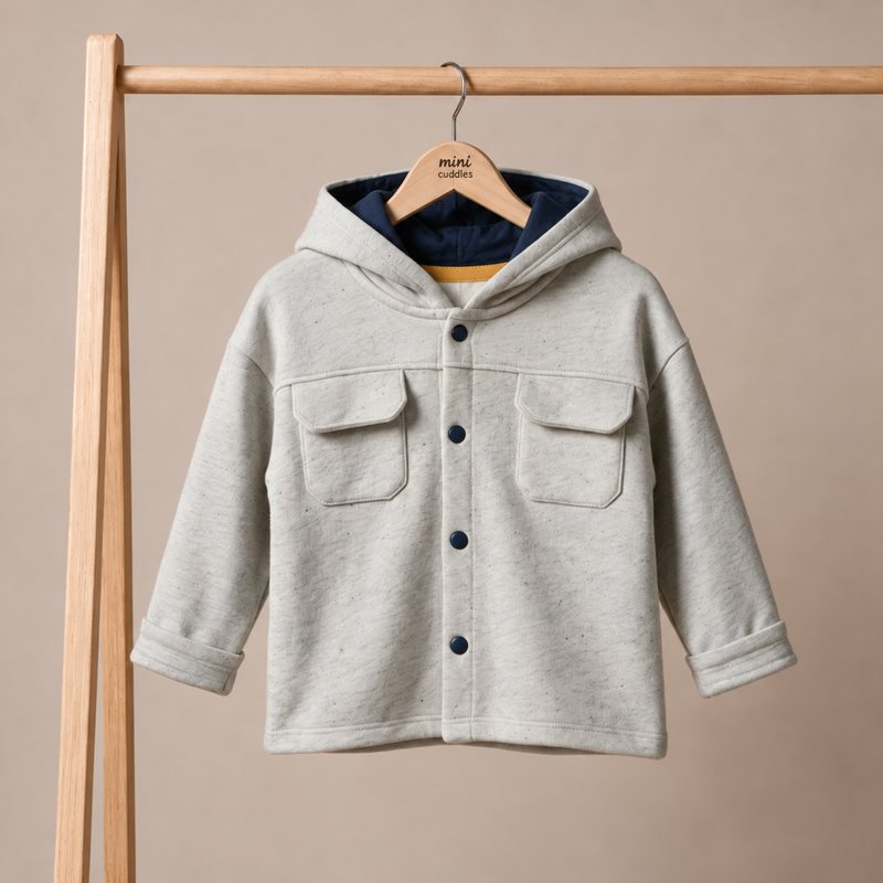 Baby Boys Solid Shacket, Gray