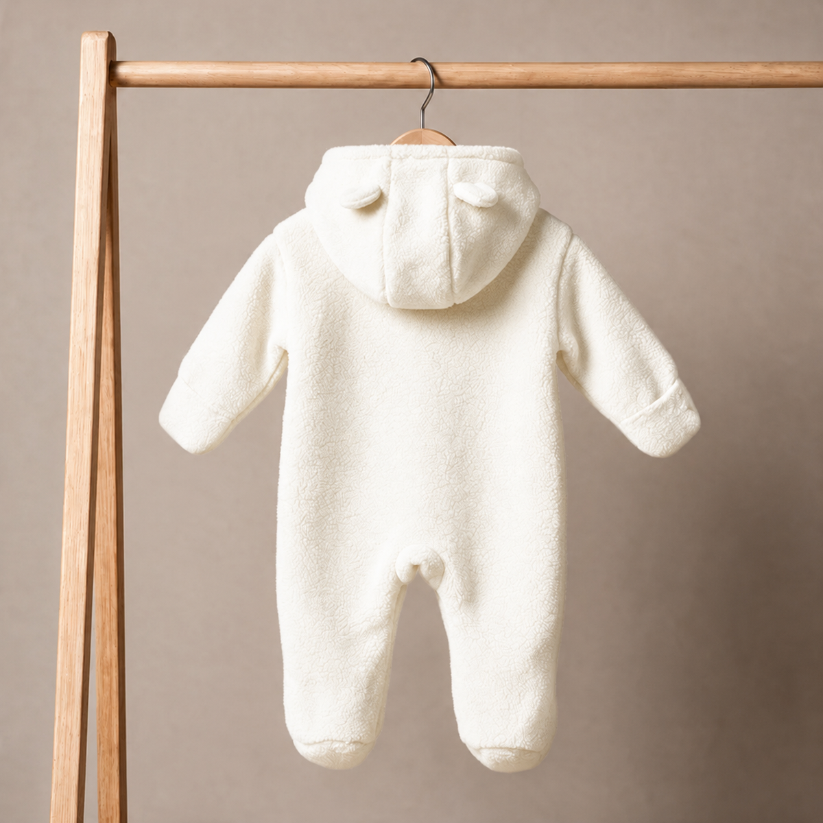 Baby Boys Hooded Romper, Off White