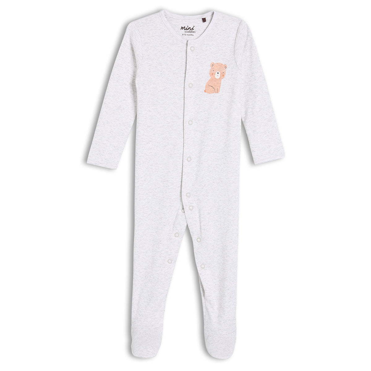 Baby Boys 2pk Teddy Bear Printed Sleepsuits, Multicolour