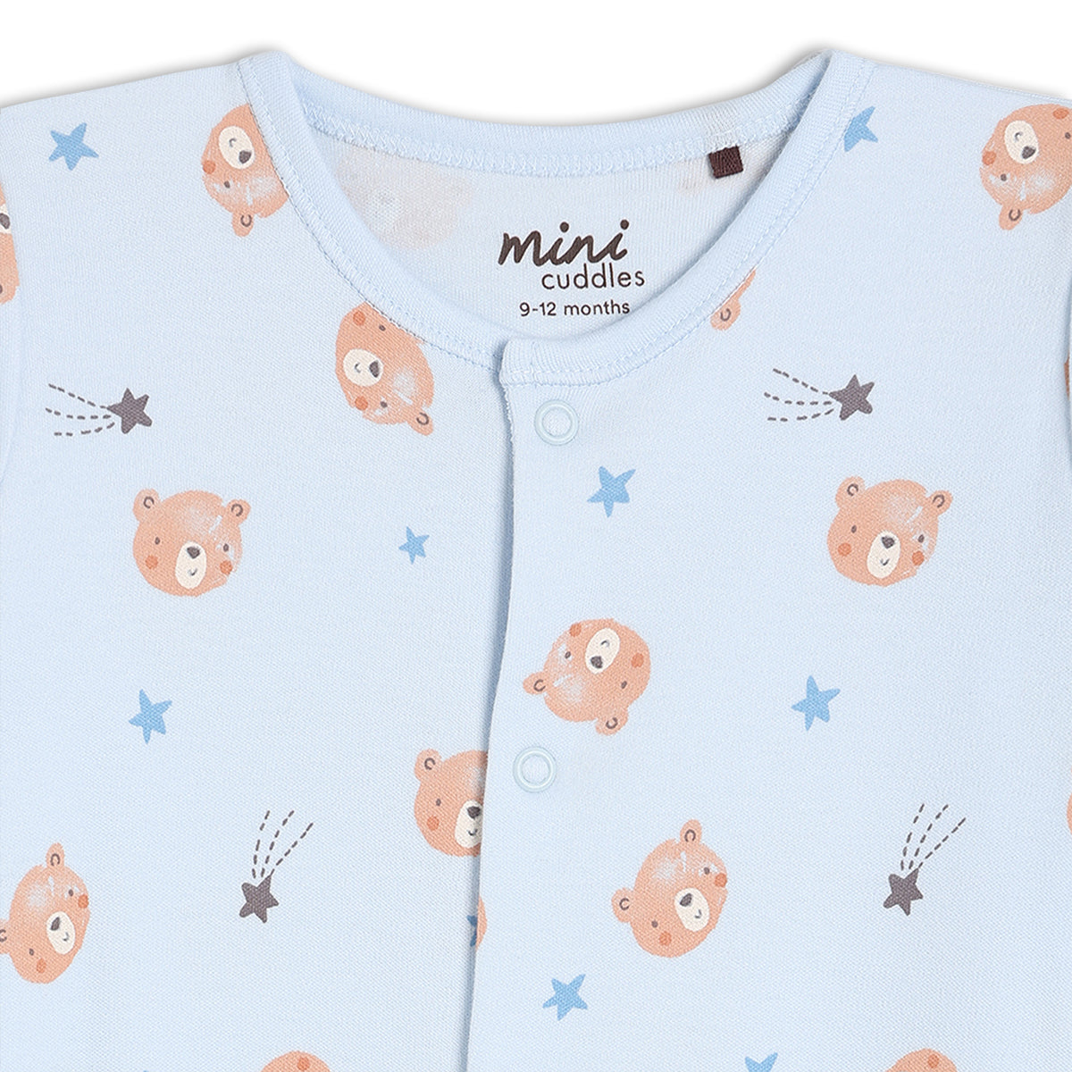 Baby Boys 2pk Teddy Bear Printed Sleepsuits, Multicolour