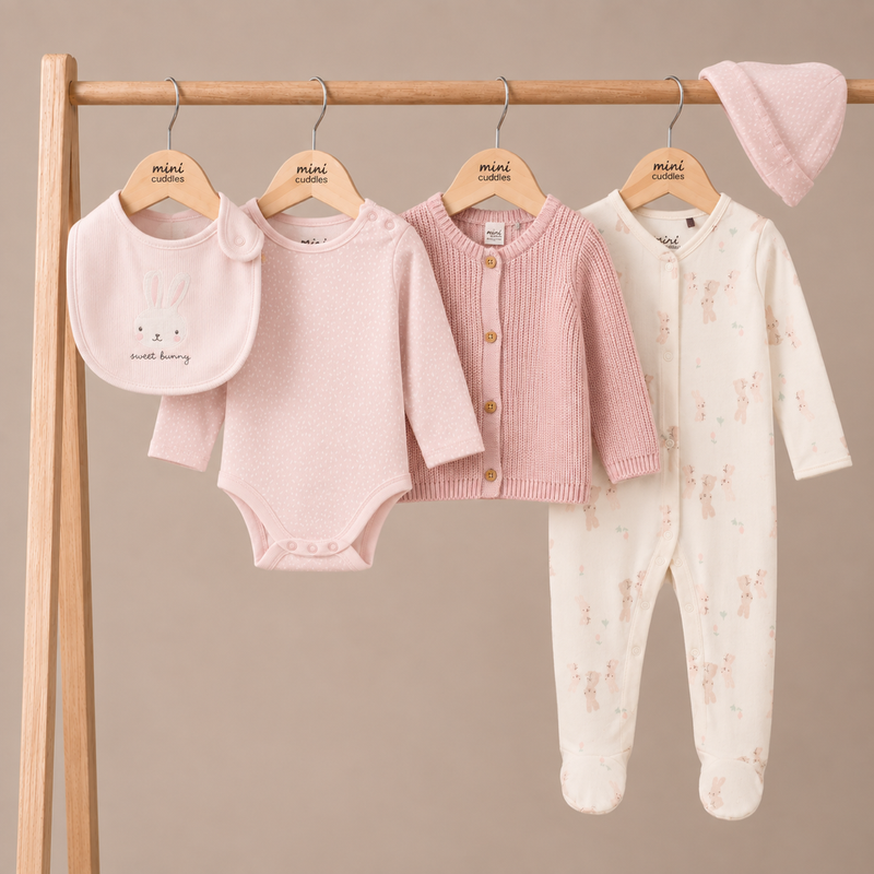 Bunny-Print Gift Set (Pink), 4-Piece