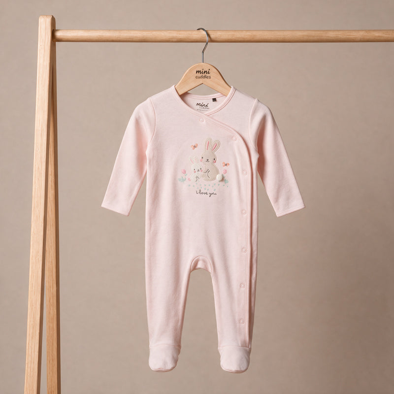 Bunny-Print Sleepsuit (Pink)