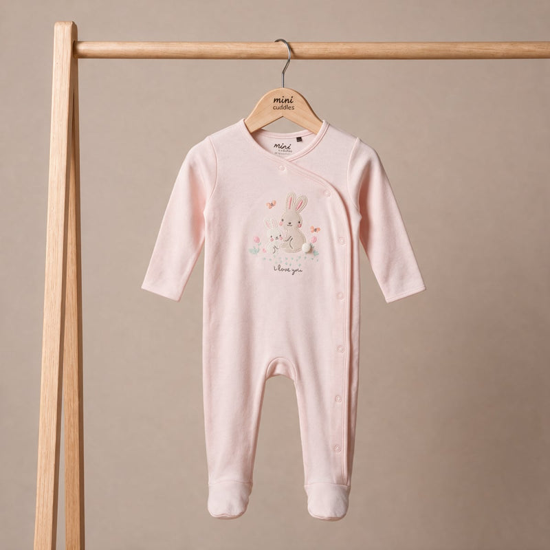 Bunny-Print Sleepsuit (Pink)
