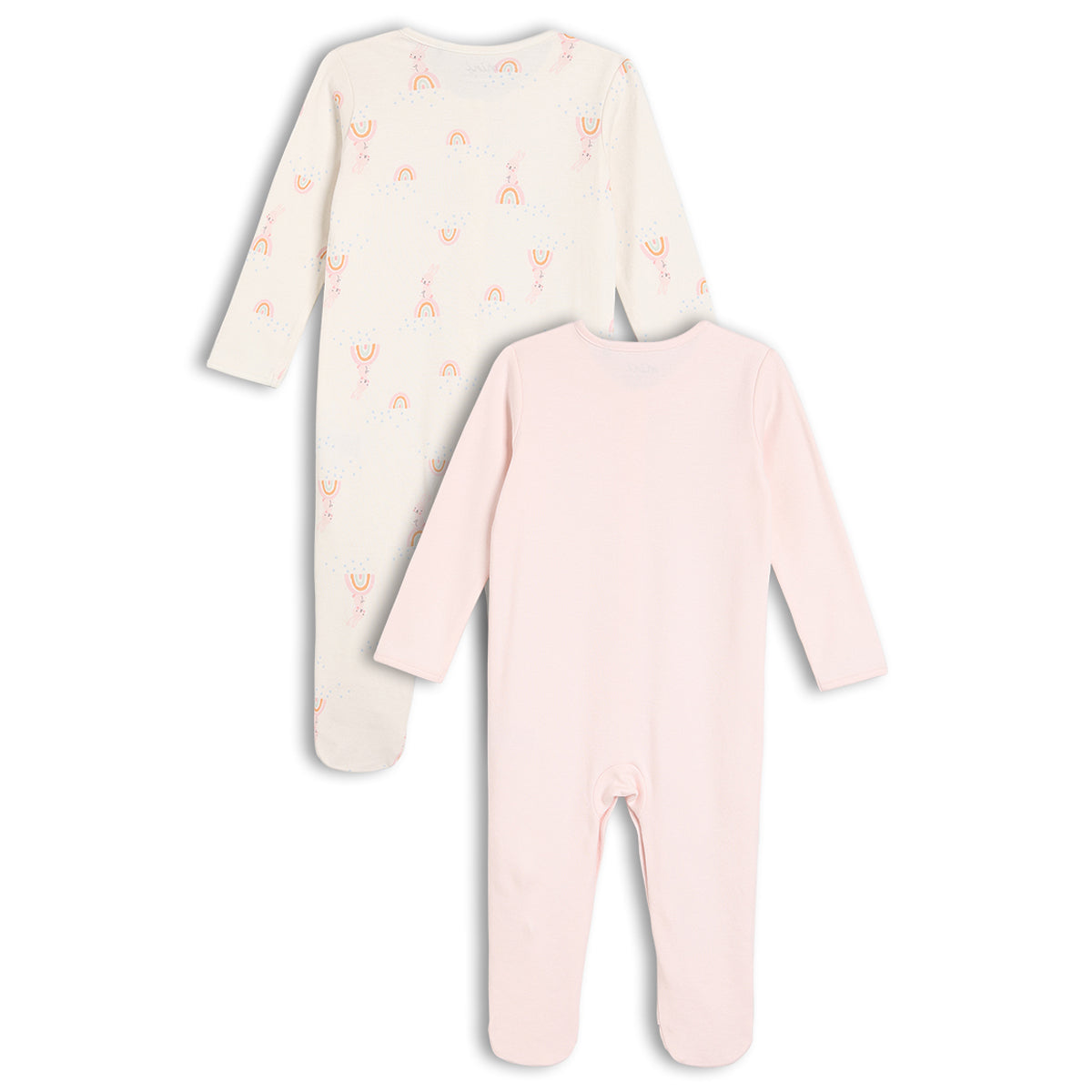 Baby Girls 2pk Rainbow Printed Sleepsuits, Multicolour
